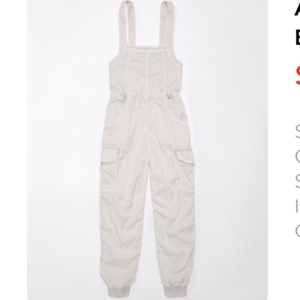 American Eagle Outfitters Cream Jumpsuit